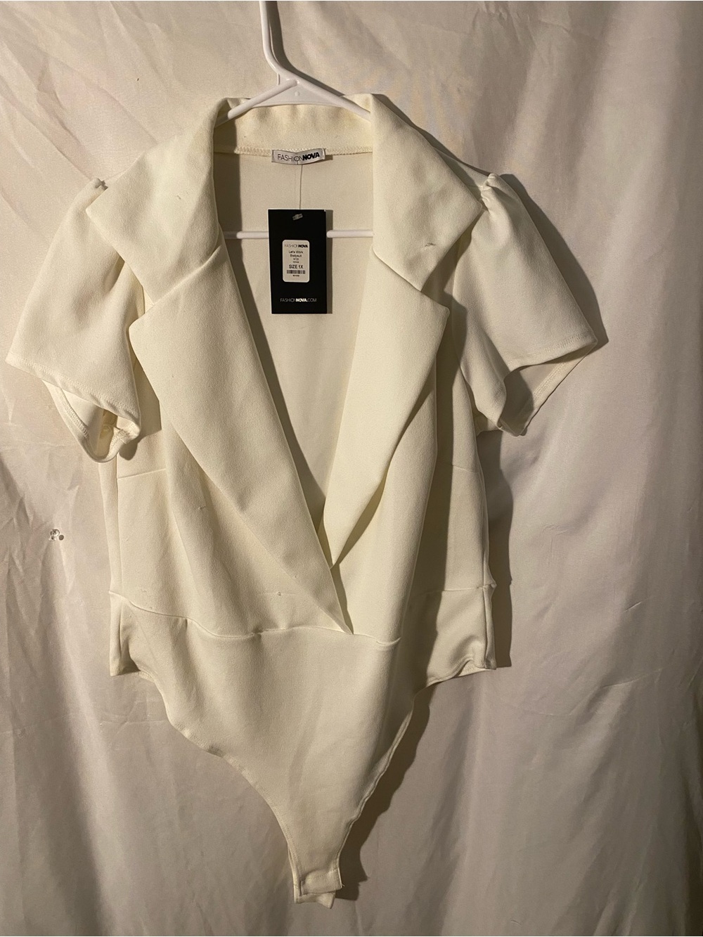 Fashion Nova Ivory White Blazer Bodysuit